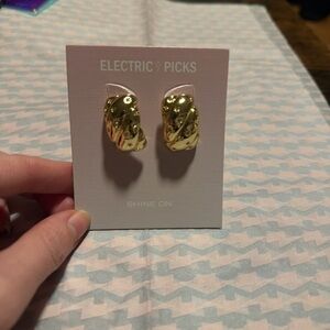 Electric Picks Gold Earrings